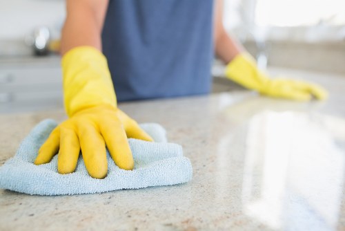 Professional cleaner preparing a carpet cleaning job